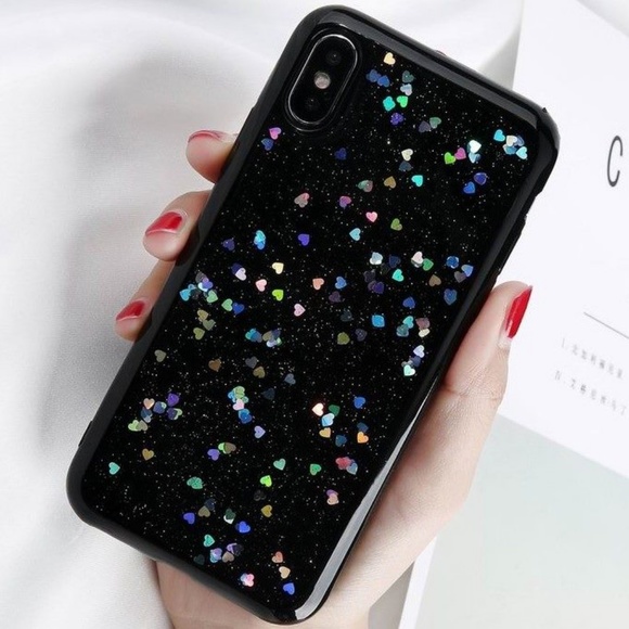 Accessories - iPhone X Holographic Black Heart Case